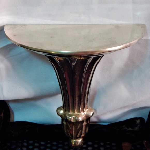 Antique 19th-Century Solid Brass Wallmount Table/Display Shelf, C. 1880's - Picture 2 of 9